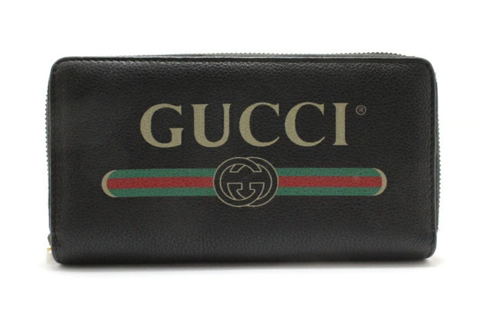 Gucci Round Zip Long Wallet Black Leather